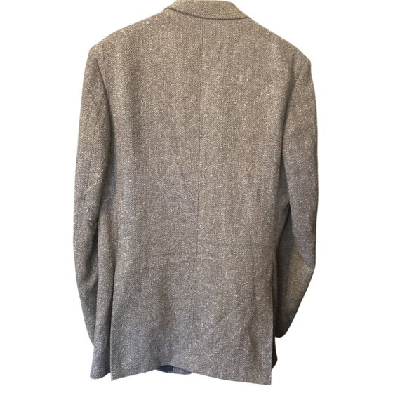 Barrage Mens Brown Blue Woven Blazer Jacket Size 44L Vintage Inside Pocket Lined - Picture 10 of 10